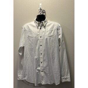 Schaefer Outfitter Pearl Snap Western‎ Button Down Work Shirt Khaki Men's Medium